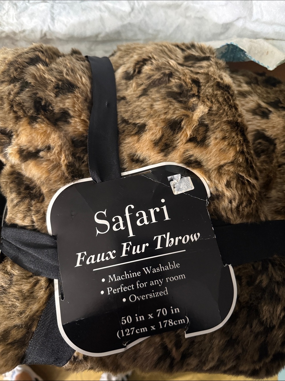 Safari Faux Fur Throw Blanket - Brown Leopard Print - Picture 2 of 4